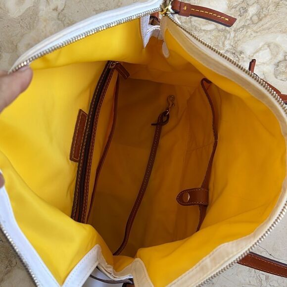 Dooney & Bourke Florentine Smith Bag Leather & White Nylon Vintage - Picture 12 of 16